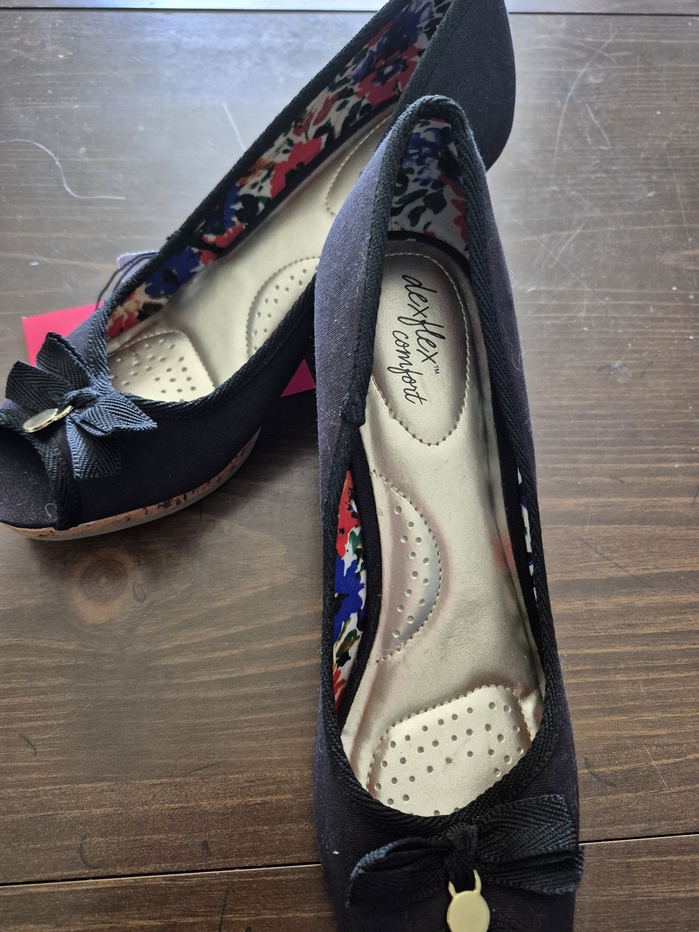 DexFlex Comfort Black Bow Women's Comfort Wedge, 8.5